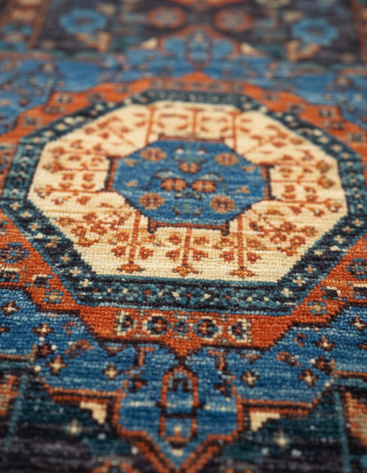 Multi Handmade Mamluk Rug 4.11x6.5 FT