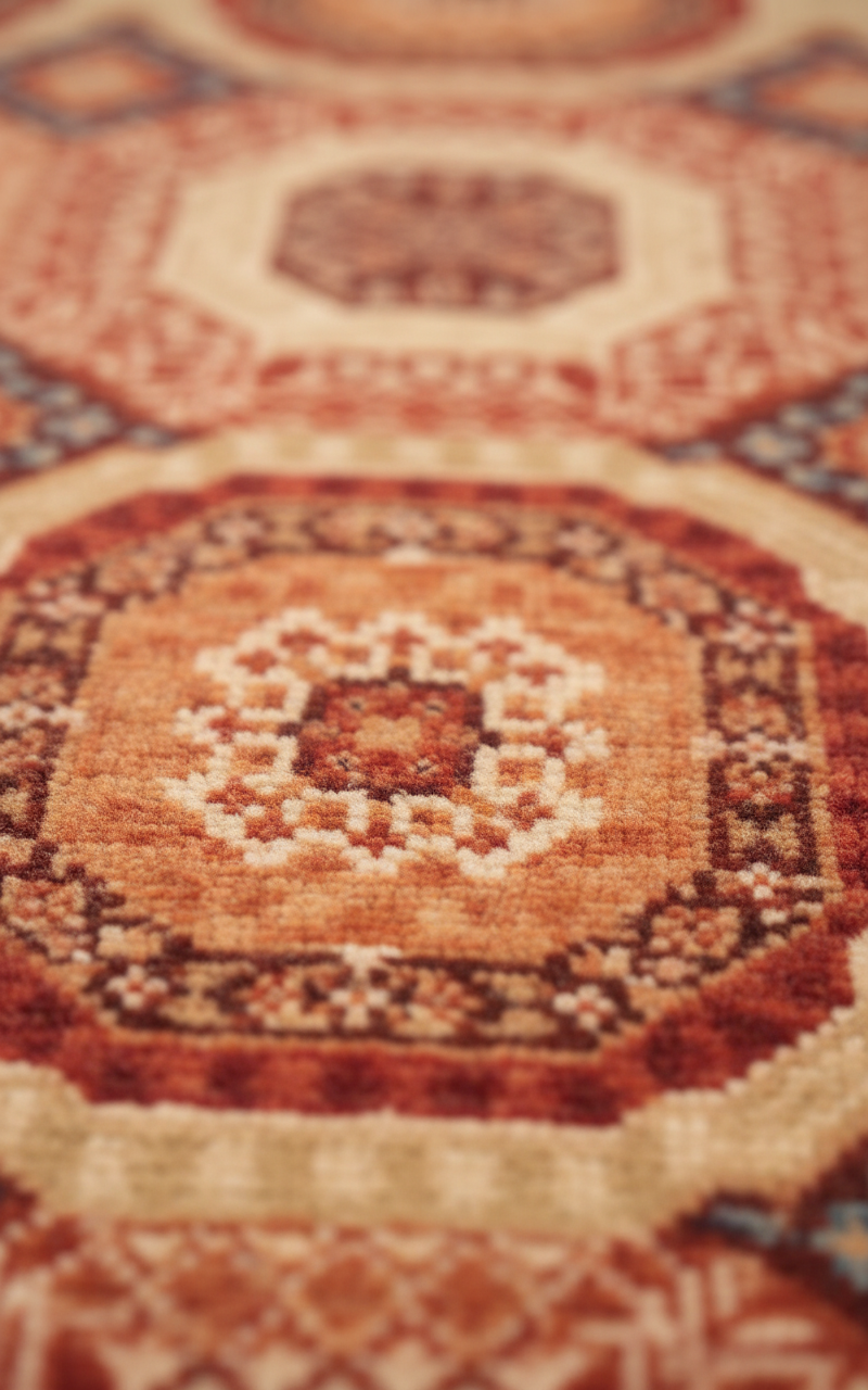 Burnt Orange Handmade Mamluk Rug 6.4x9.10 FT