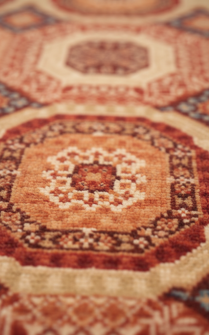 Burnt Orange Handmade Mamluk Rug 6.4x9.10 FT