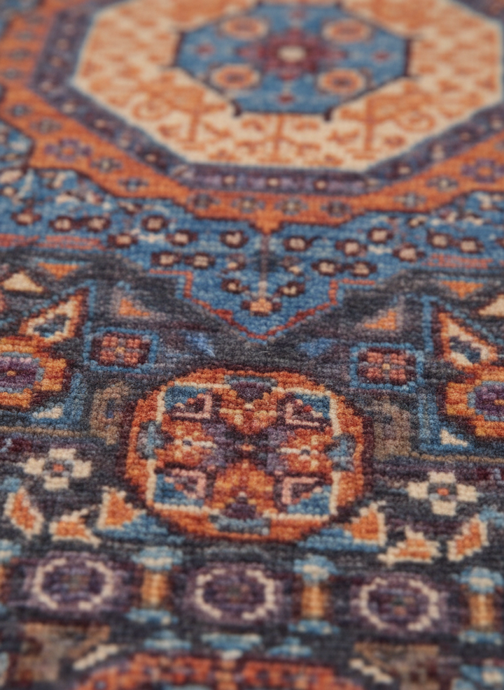 Rust Blue Handmade Mamluk Rug 5.9x3.11 FT