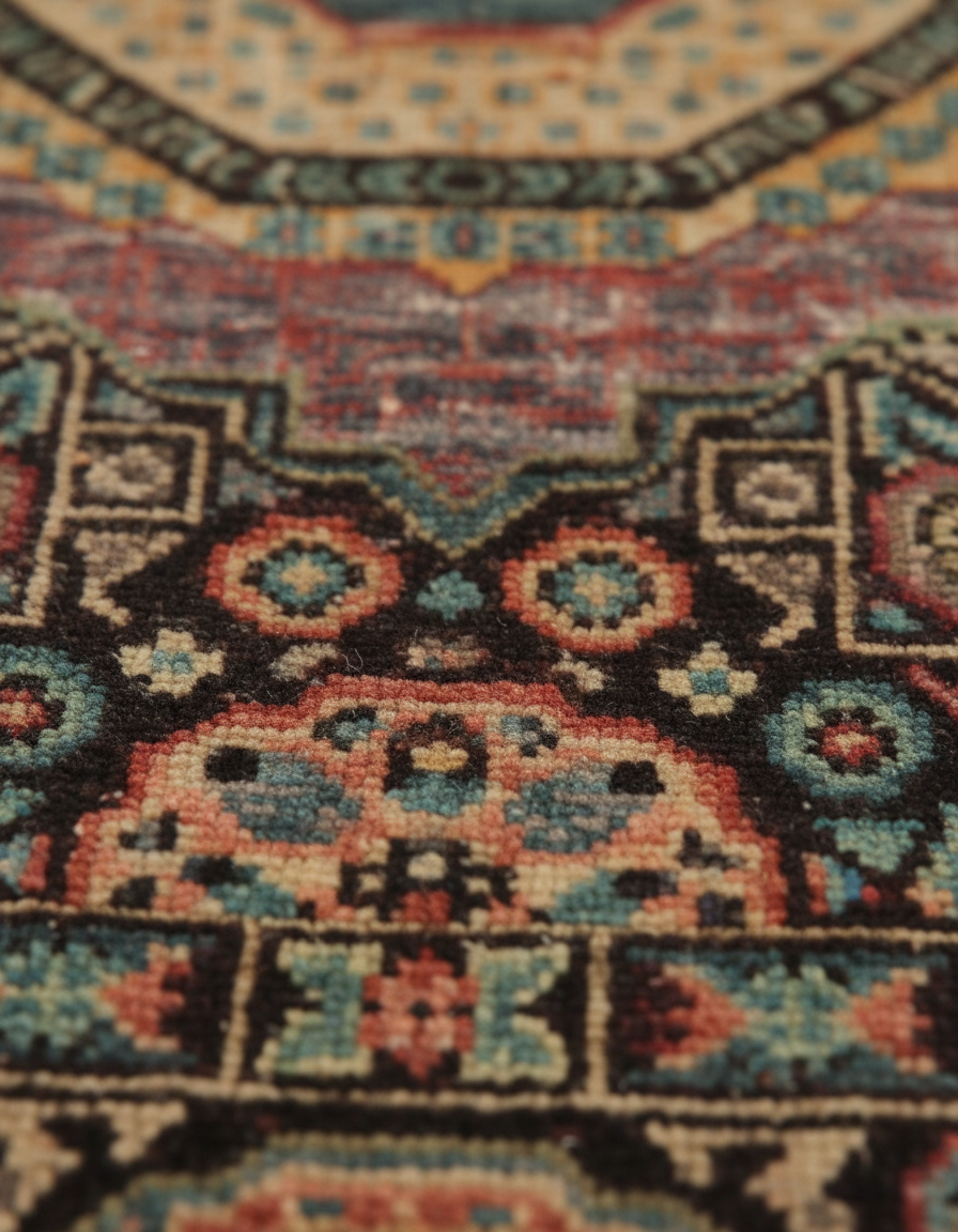 Antique Handmade Mamluk Rug 7.6x5.7 FT