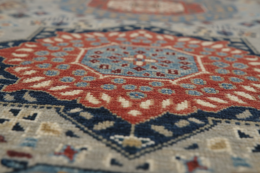 Multi Beige Handmade Mamluk Runner 7582 Close-up 1