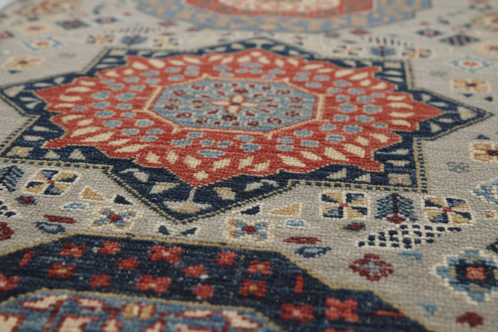 Multi Beige Handmade Mamluk Runner 7582 Close-up 2
