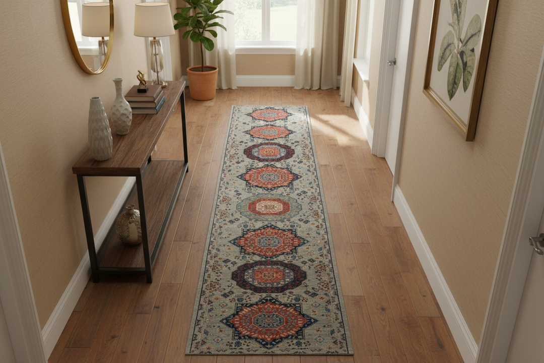 Multi Beige Handmade Mamluk Runner 7582 Lifestyle