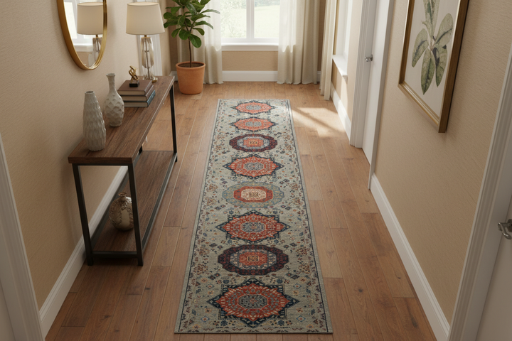 Multi Beige Handmade Mamluk Runner 7582 Lifestyle