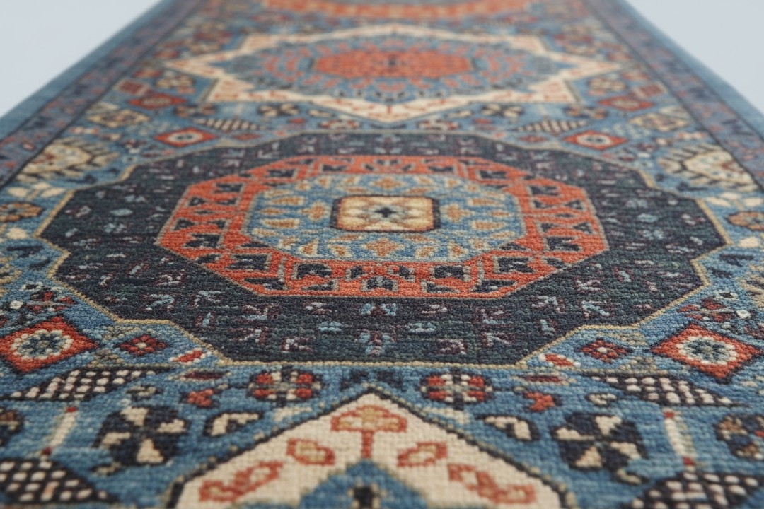 Multi Grey Handmade Mamluk Runner 7573 Close-up 2