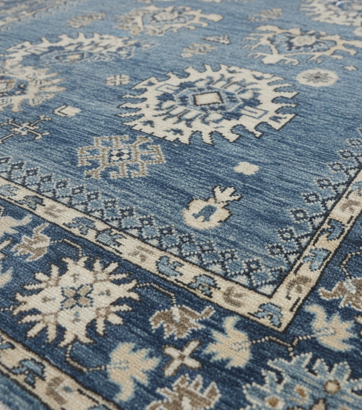 Navy Blue Oushak Rug Close-up 1
