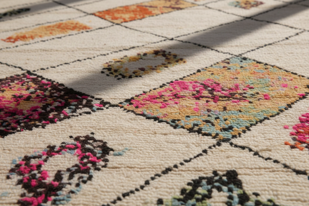 Off White Moroccan Handmade Rug 875 Close-up 2