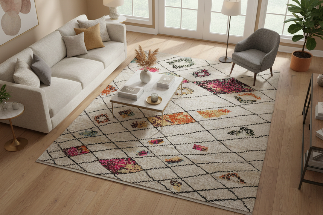 Off White Moroccan Handmade Rug 875 Lifestyle