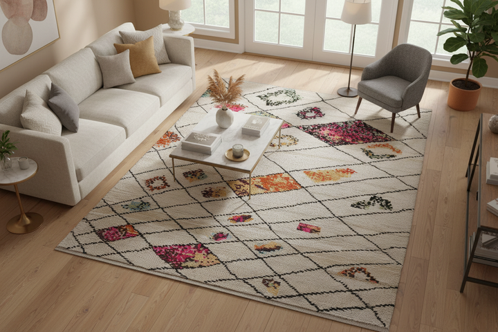 Off White Moroccan Handmade Rug 875 Lifestyle