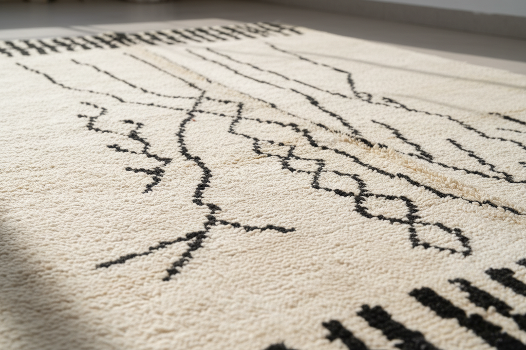 Off White Moroccan Handmade Rug 9005 Close-up 1