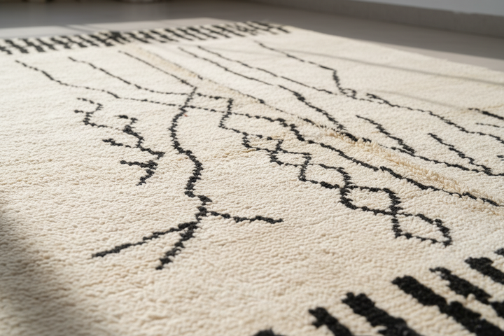 Off White Moroccan Handmade Rug 9005 Close-up 1