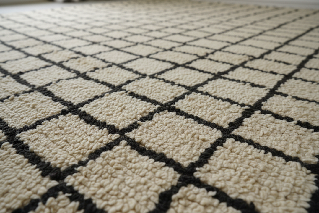 Off White Moroccan Handmade Rug 9006 Close-up 2