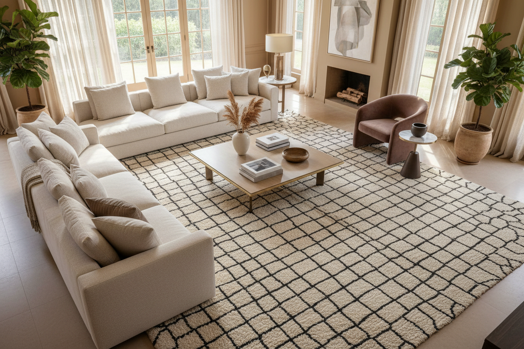 Off White Moroccan Handmade Rug 9006 Lifestyle