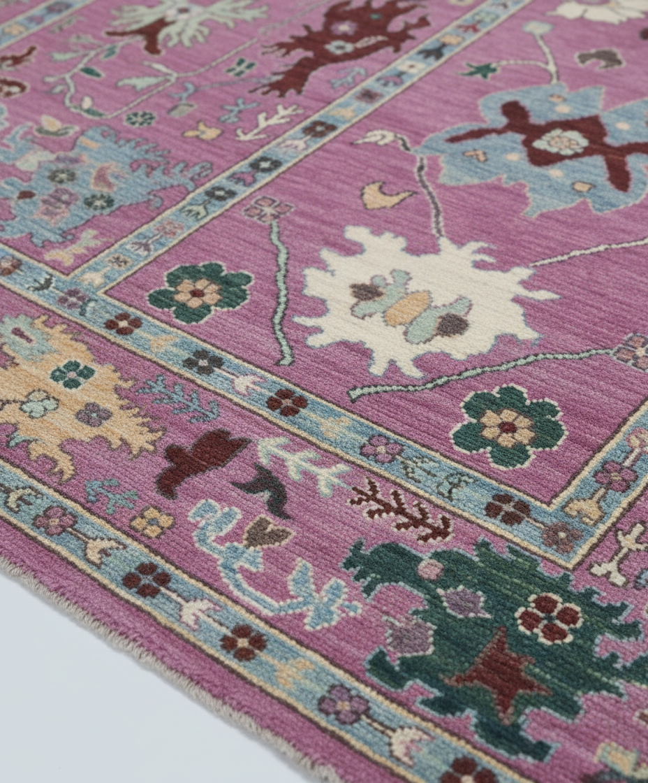 Purple Multi Oushak Rug Close-up 2