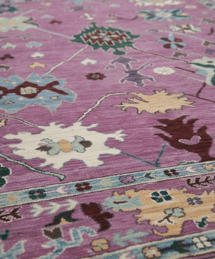 Purple Multi Oushak Rug Close-up 3