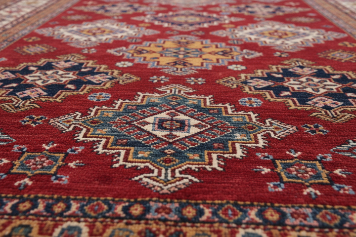 Rich Red Super Kazak Rug 2604 Close-up 1