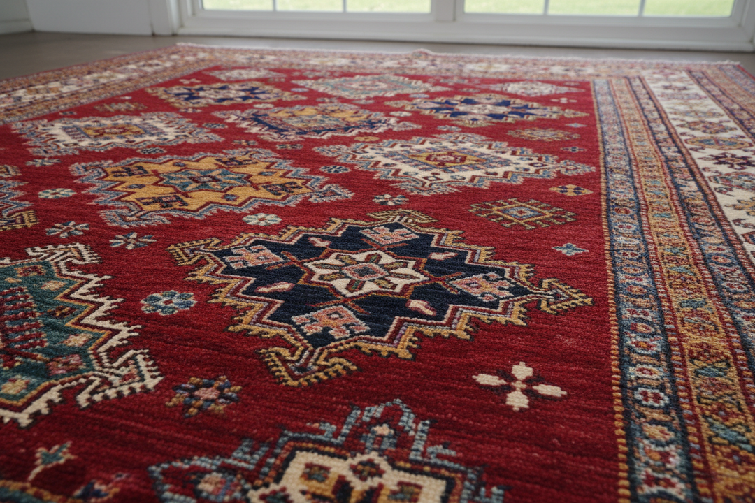 Rich Red Super Kazak Rug 2604 Close-up 2