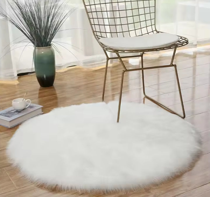 White Round Fur 80X80 CM