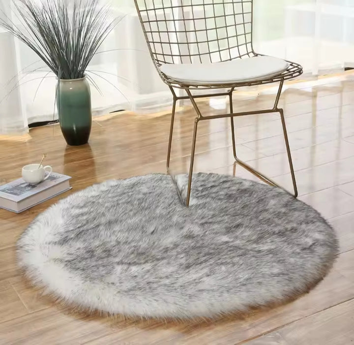 Grey & White Round Fur 4X4 FT