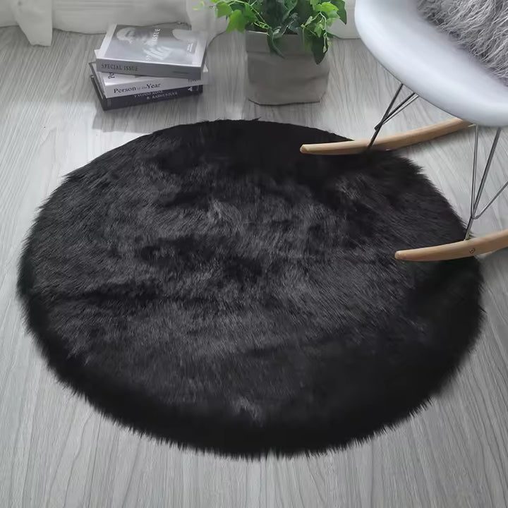 Black Round Fur 4X4 FT