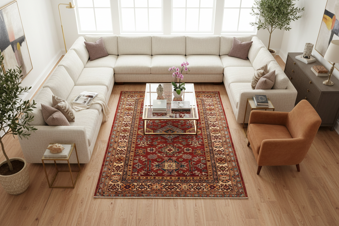 Rust Gold Super Kazak Rug 2091 Lifestyle