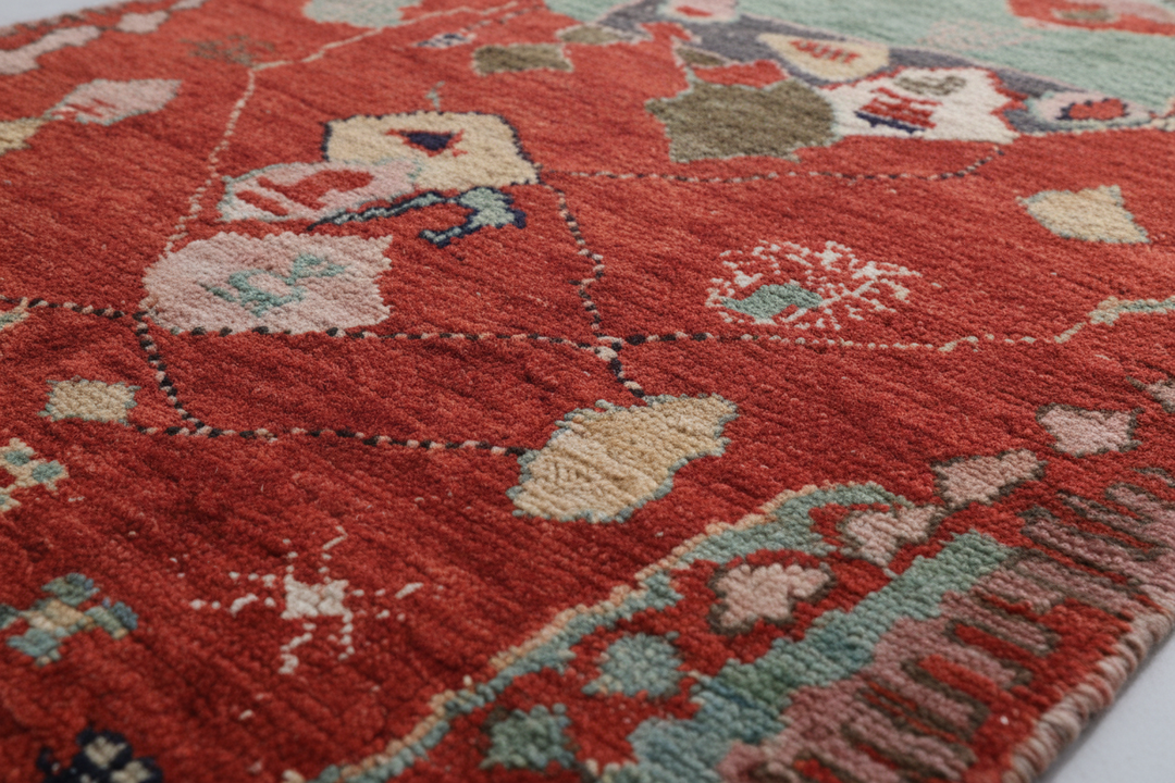 Rust Moroccan Handmade Rug 9001 Close-up 1