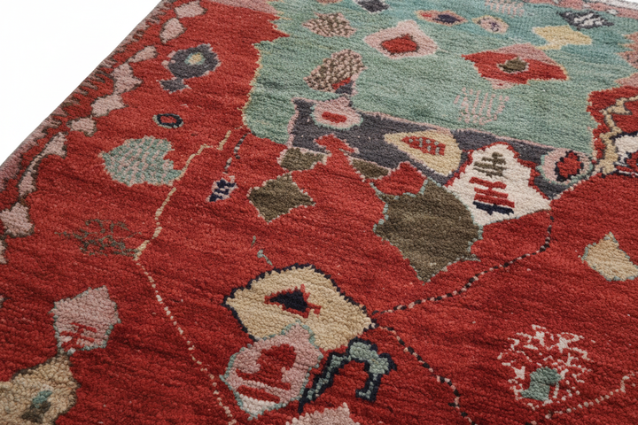 Rust Moroccan Handmade Rug 9001 Close-up 2