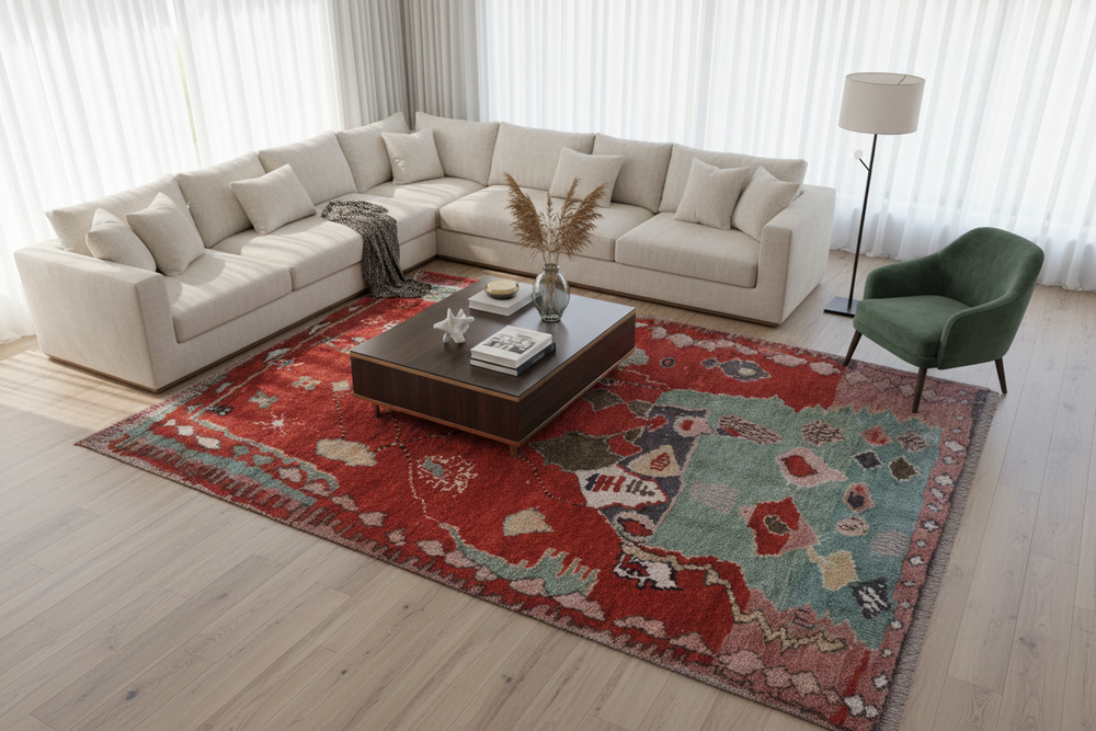 Rust Moroccan Handmade Rug 9001 Lifestyle