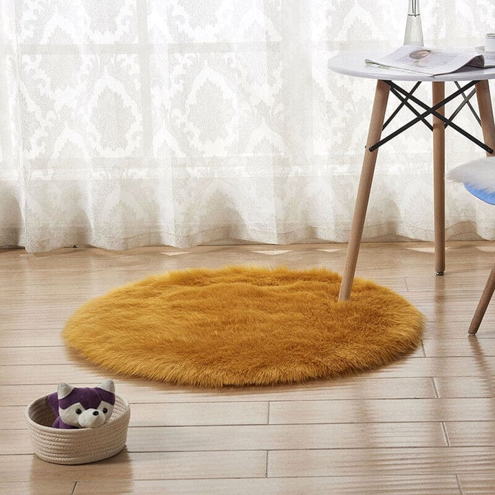 Beige Gold Round Fur 80x80 cm