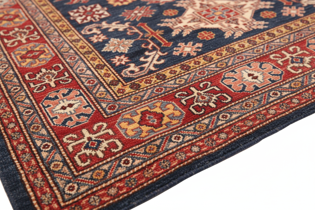 Soft Peach Super Kazak Rug 6371 Close-up 1