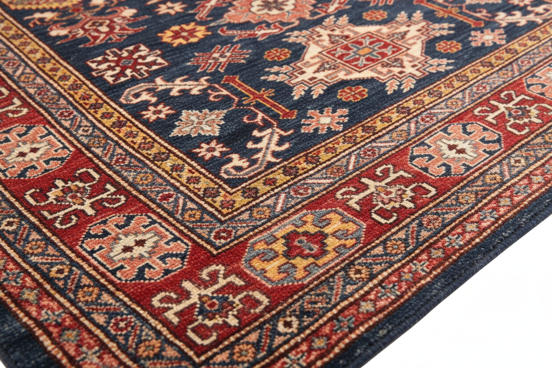 Soft Peach Super Kazak Rug 6371 Close-up 2