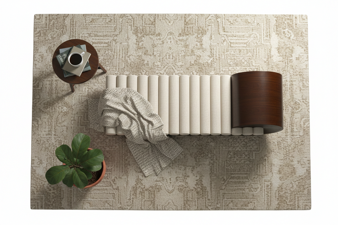 Cream Jute Sculptural Chaise Lounge with Spiral Ashwood Headrest