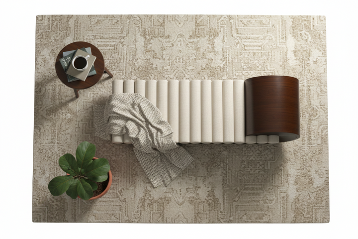 Cream Jute Sculptural Chaise Lounge with Spiral Ashwood Headrest