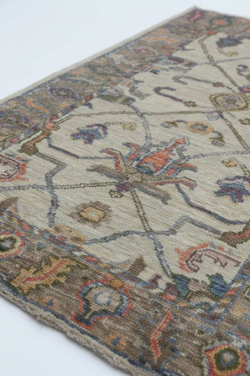 Traditional Oushak Rug Close-up 1