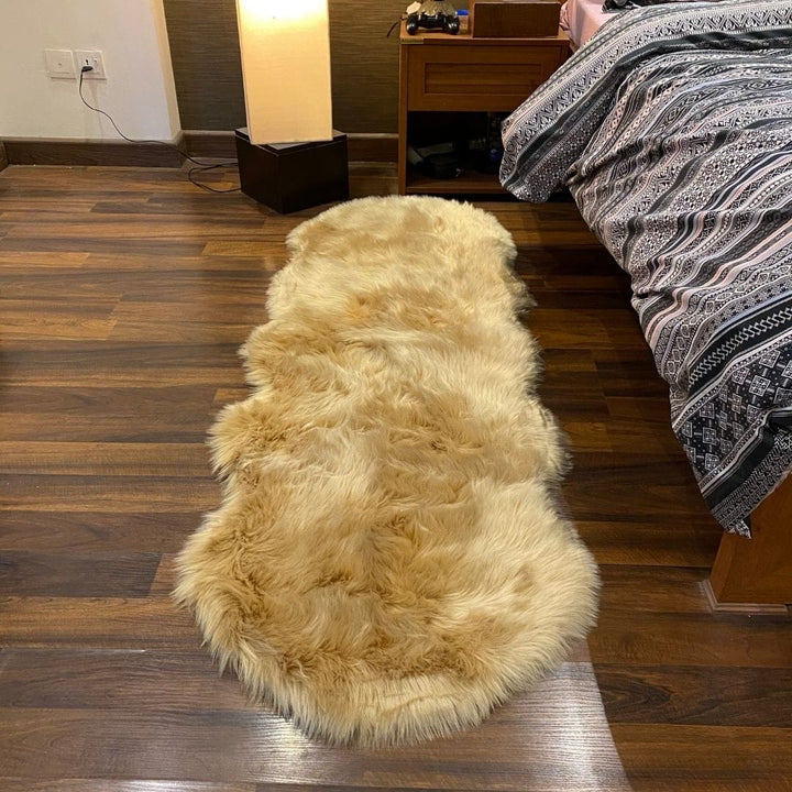 Beige Gold Fur-Runner Shape 2x6 ft