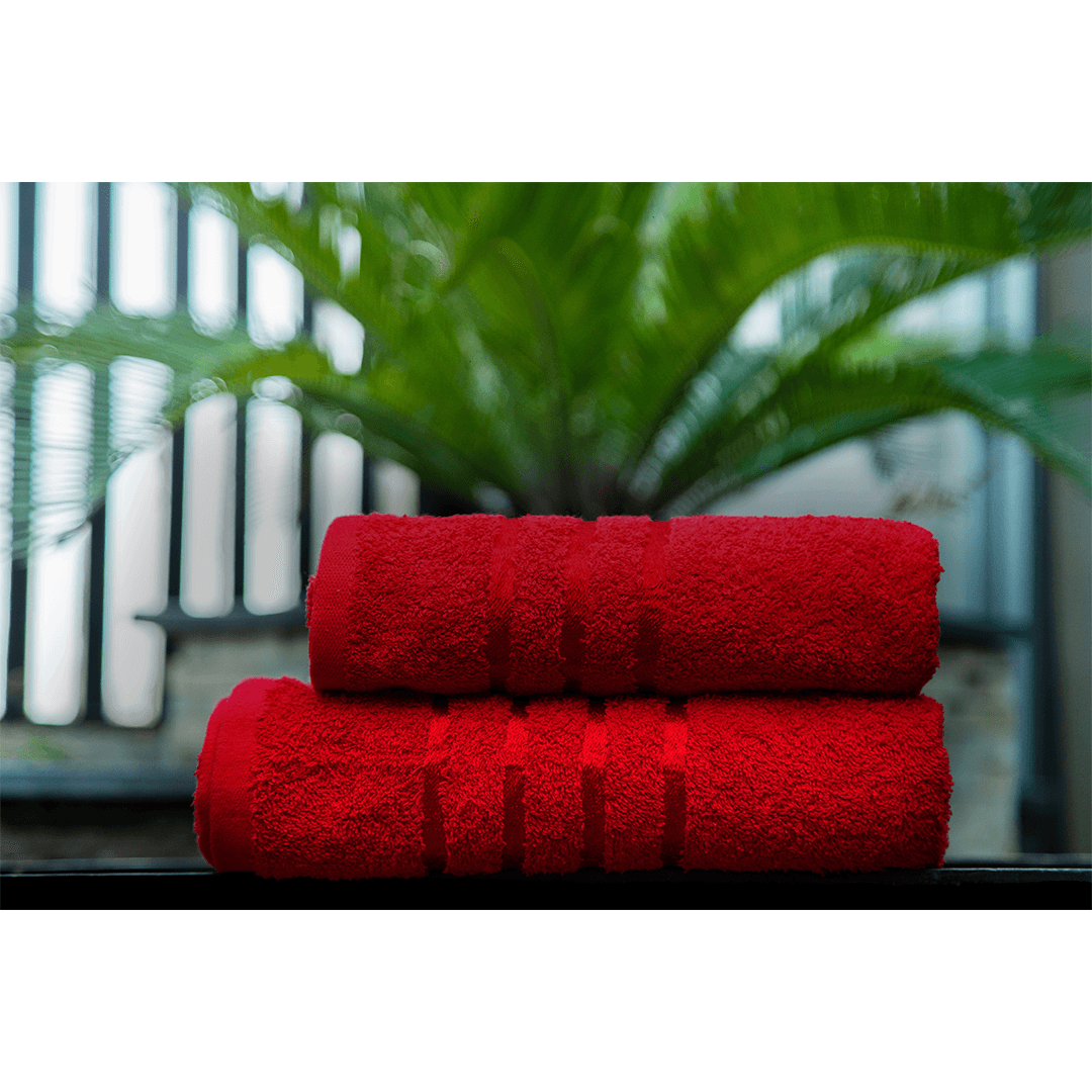 Cotton Towel Set - 2 Pieces - Red