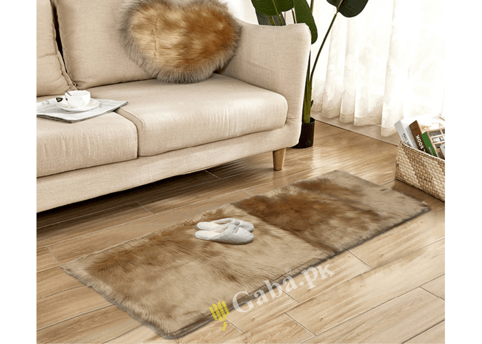 Beige Gold Fur Runner 2x6 Ft