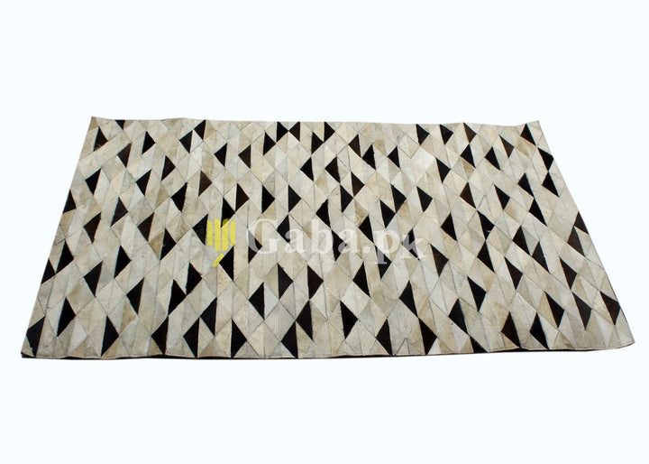Triangle Design Cow Skin Patchwork Rug 3x5 ft