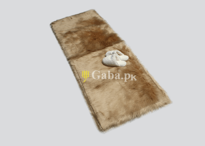 Beige Gold Fur Runner 2x6 Ft