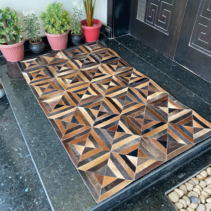 Versace Design Cow Skin Patchwork Rug 3x5 FT