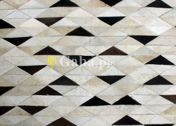 Triangle Design Cow Skin Patchwork Rug 3x5 ft