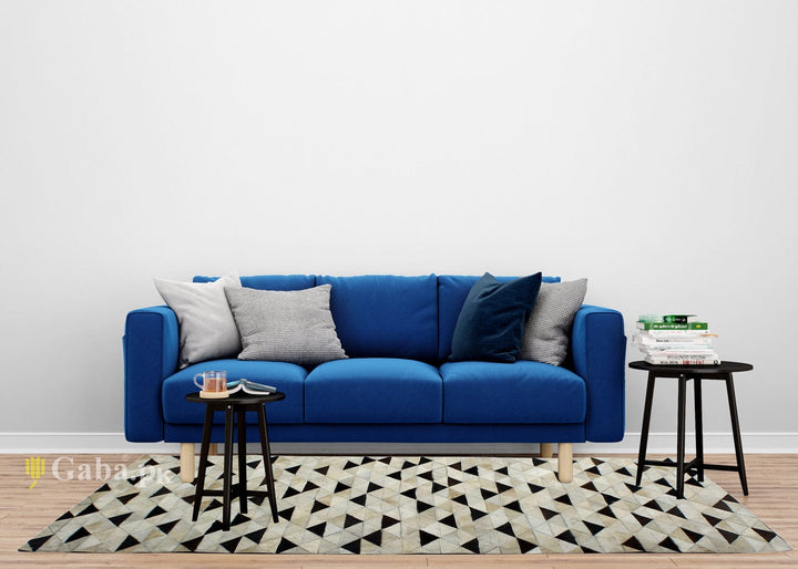 Triangle Design Cow Skin Patchwork Rug 3x5 ft