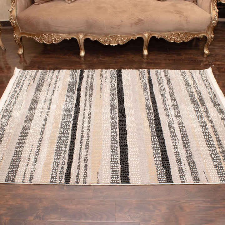 Beige Strips Turkish Rug 4X6 Ft