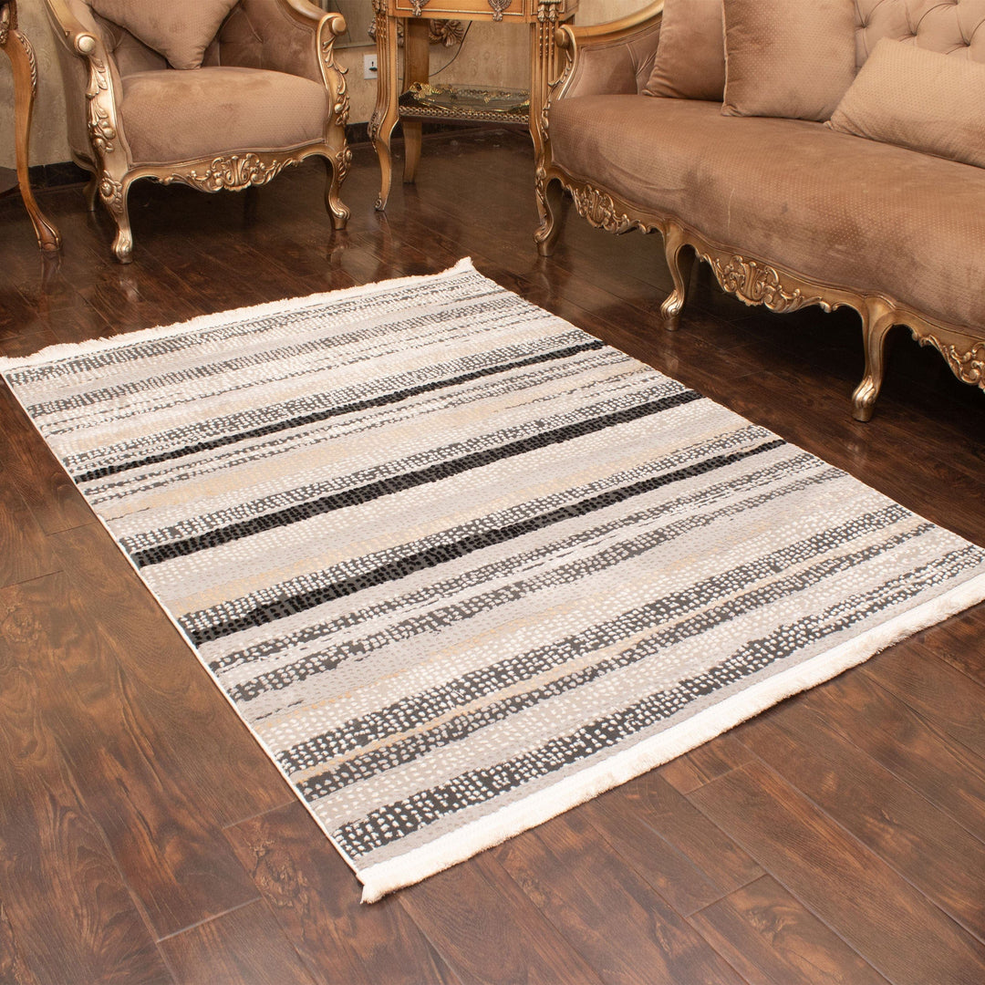 Beige Strips Turkish Rug 4X6 Ft