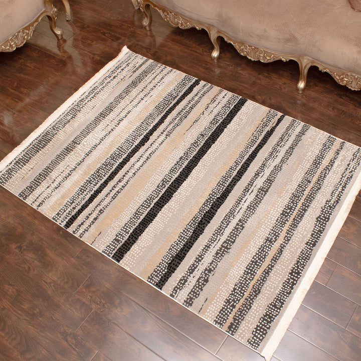 Beige Strips Turkish Rug 4X6 Ft