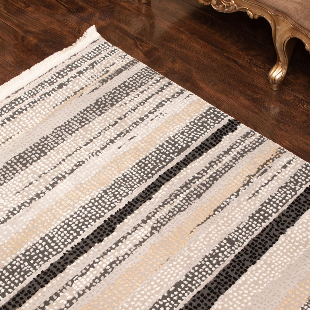 Beige Strips Turkish Rug 4X6 Ft