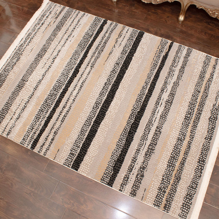 Beige Strips Turkish Rug 4X6 Ft