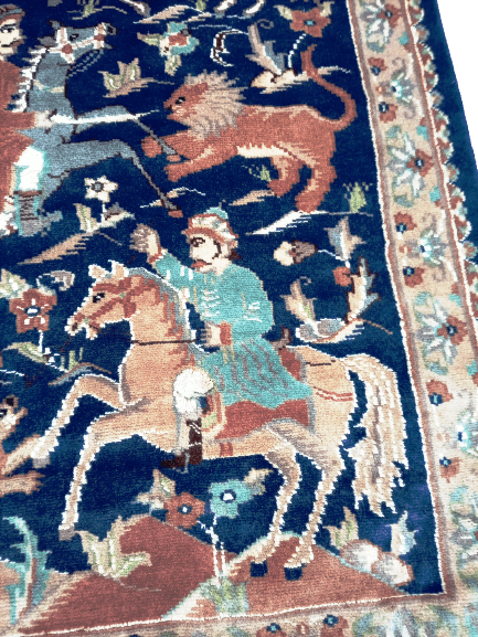 Shikargah Handknotted Silk Pictorial Rug 2.5x4 Ft