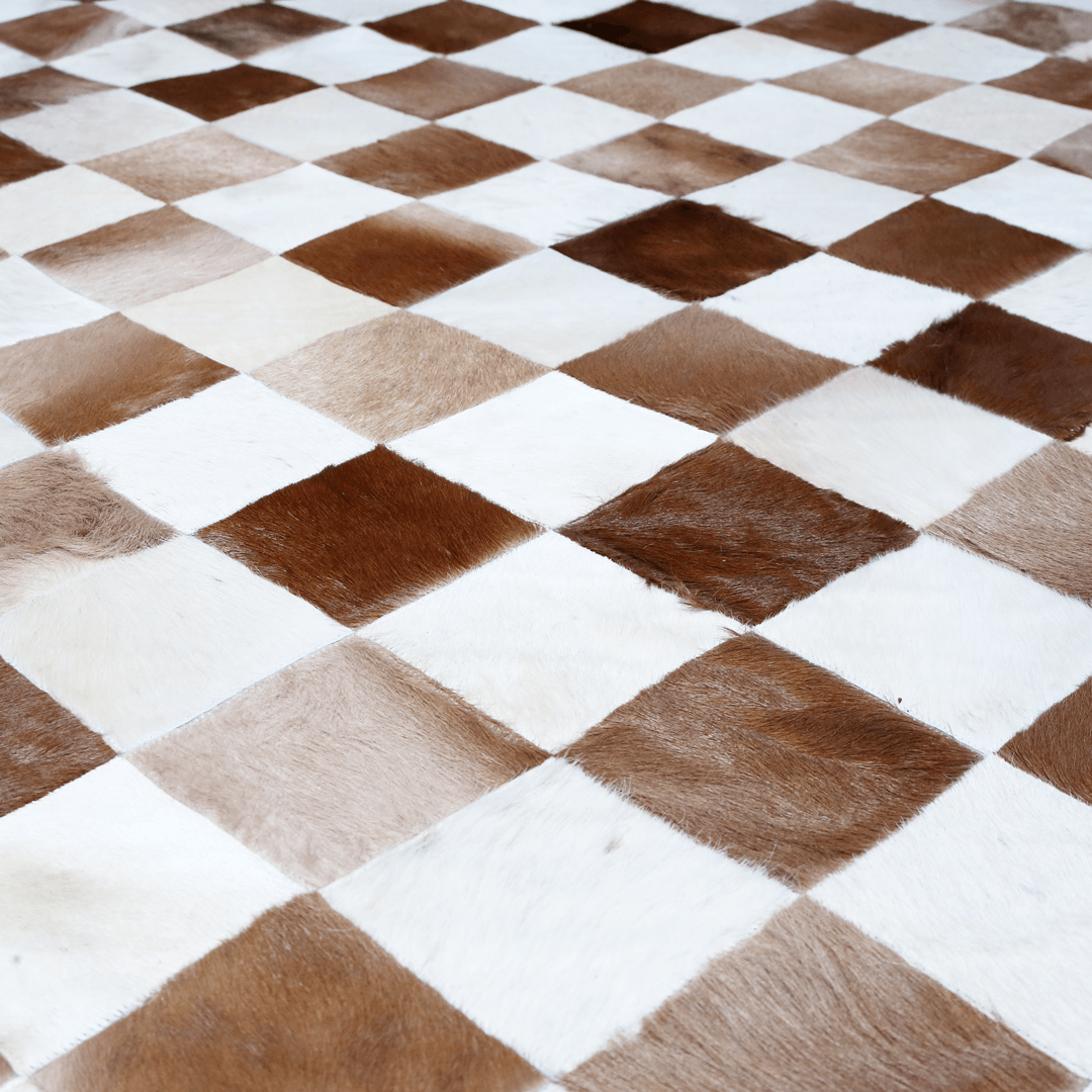 Diamond Design Cow Skin Patchwork Rug 4x6 FT